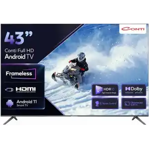 Conti 43 İnç Full HD Android TV (CT43AN300F) Dolby Atmos Vision, HDR, Çerçevesiz, Dahili Uydu Alıcı, Wi-Fi, Bluetooth, Chromecast Built-in, 2x HDMI, Smart TV