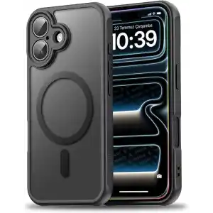 Minesk iPhone 17 için MagSafe ile Uyumlu MattCover Serisi Arkası Mat Polikarbonat Kenarları Silikon ve Köşeleri Güçlendirilmiş Kamera Korumalı ince Silikon Kılıf (Manyetik, 17)