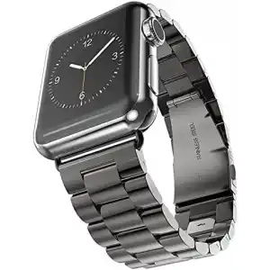 Minesk Apple Watch ile Uyumlu Metal Kordon 42mm 44mm 45mm 46mm 49mm (Siyah)