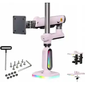 North Bayou NB J7 Profesyonel RGB Aydınlatmalı 32-60 İnç Amortisörlü Oyuncu Monitör Kolu Pembe (2-20 Kg)