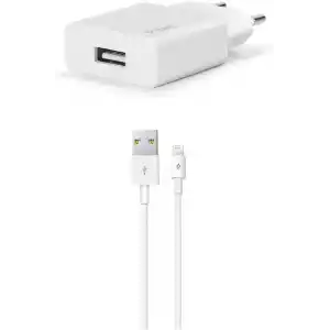 ttec SmartCharger Seyahat Şarj Aleti, 2.1A ve Lightning Kablo, 1m, Beyaz