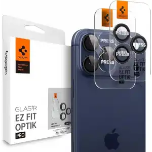 Spigen iPhone 17 Pro/Pro Max / 16 Pro/16 Pro Max / 15 Pro/15 Pro Max ile Uyumlu Kamera Lens Koruyucu Cam Kolay Kurulum Glas.tR EZ Fit Optik Pro (2 Adet) Black - AGL05205