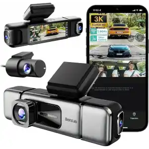 Botslab Ses Kontrolü,4 Kanallı 3,18 inç Dokunmatik Ekran, 2160P + 1080P + 1080P Ön ve Arka İç Döngü Kaydı, 5,8 GHz WiFi, GPS, Gece Görüşü, WDR, Park Modu ile 4K Araç Kamerası 128 Gb Hafıza Kartlı