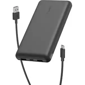 Belkin USB C Taşınabilir Powerbank 20000 mAh, USB Tip C Giriş Çıkış Bağlantı Noktalı 20K Güç Bankası için USB C - A Kablosu Dahil 2 USB A Bağlantı Noktası, Siyah