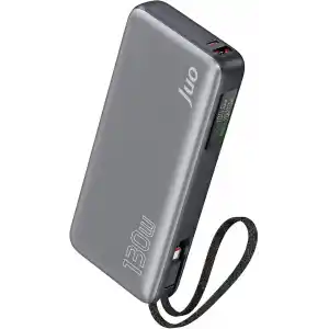 Juo 20000mAh 130W LED Ekranlı USB-A + Type-C Kablolu Powerbank Taşınabilir Hızlı Şarj Cihazı