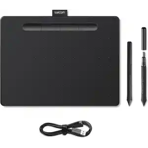 Wacom Intuos Medium çizim tableti, çizim ve fotoğraf düzenleme için tablet, basınca duyarlı kalemli, siyah, ev ofis ve e-öğrenme için ideal