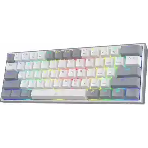 Redragon K617-RGB 16,8 Milyon RGB Aydınlatma, Red Switch Fizz%60 Q Türkçe Kablolu Mekanik Oyuncu Klavyesi Beyaz Gri