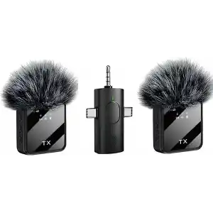 Daytona K9-Y2 Kablosuz Taşınabilir 3 In1 Yaka Mikrofonu Tüylü Mini Mic Tak ve Çalıştır Canlı Yayın Vlog Kablosuz Yaka Çift Verici Mikrofon Yüksek Kalite Profesyonel
