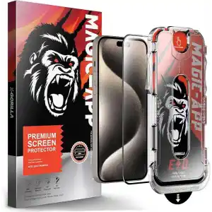 KlasseGear X-Gorilla iPhone 15/16 Ekran Koruyucu Cam, 9H Kırılmaz Çizilmez Tam Kaplama, Hizalama Aparatlı Tozsuz Uygulama (Şeffaf & Hayalet Seçenekleri)