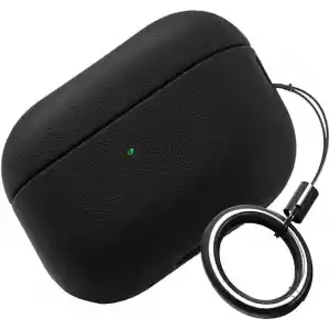 Minesk Airpods Pro 3 ile Uyumlu Leather Skin Parmak izi Tutmayan ve Çizilmeyen Dış Yüzeye Sahip Mükemmel Koruma Sağlayan Orta Sertlikte Silikon Kılıf (Siyah, Airpods Pro 3. Nesil 2025)