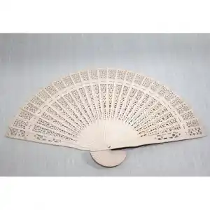 Otantik Ahşap Yelpaze 21x36 cm Dekoratif Aksesuar