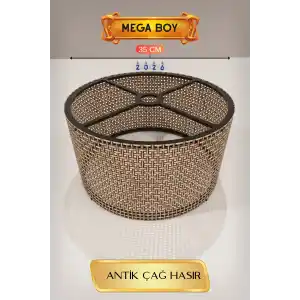 Şık Antik Çağ Hasır Lambader Başlığı 35 cm Modern Tasarım