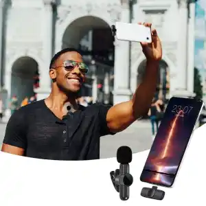 Ergonomik Kablosuz Yaka Mikrofonu Android ve i Phone Uyumlu Mini Ses Kaydedici