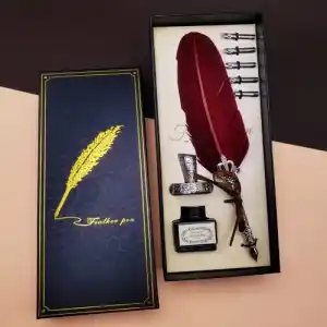 Şık Tüylü Divit Kalem Seti 1 Adet Hediye