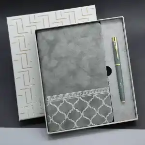 Şık Hediyelik Defter Kalem Seti 22x20 cm Hediye Kutusu