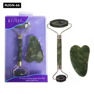 Doğal Yeşim Taşı Gua Sha ve Jade Roller Seti