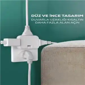 Fonksiyonel Katlanır Priz 3 Gözlü Mutfak ve Ofis Kullanımı