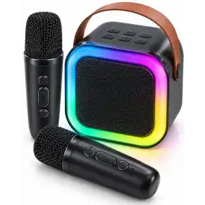 Karaoke Hoparlör Seti Çift Mikrofonlu LED