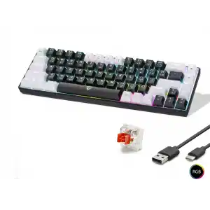 RGB Mekanik Klavye 68 Tuş Tri Mode Siyah Beyaz