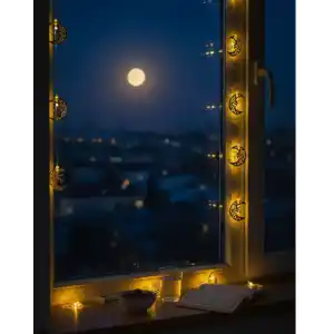 Şık Minareli Hilal LED Işık 2 Adet Ramazan Dekorasyonu