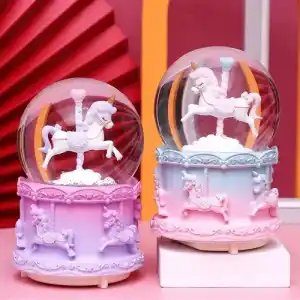 Işıklı Mini Unicorn Kar Küresi 7 cm Dekoratif Aksesuar