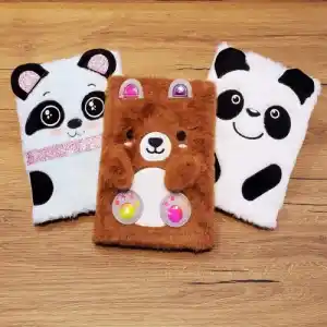 Şık Panda Tasarımlı Peluş Defter 21 cm x 15 cm
