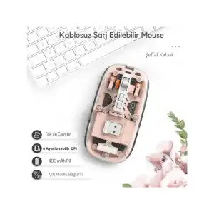 Kablosuz Pembe Mouse 501 BT+ Ergonomik Tasarım