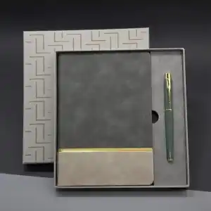 Şık Defter Kalem Seti Gri Desenli 1 Adet