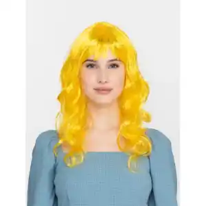 Dalgalı Sarı Renk Parti Peruğu 60 cm Uzunluk