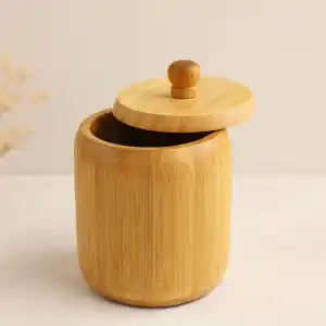 TCX Ahşap Bambu Kapaklı Şekerlik 9 cm