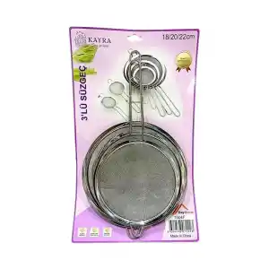 TCX Çelik 3 Parça Süzgeç 6-7-8 cm
