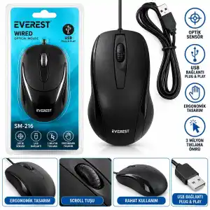 TCX Kablolu USB Işıklı Optik Mouse 1200 DPI