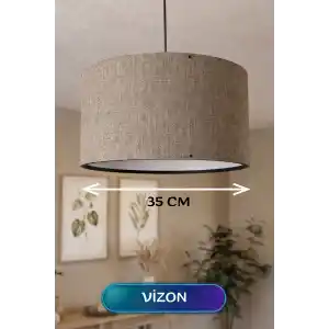 Şık Vizon Kumaş Başlıklı Sarkıt Avize 35 cm İç Mekan