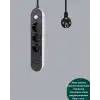 Güvenlik Anahtarlı Üçlü Priz 3 USB Portlu 2 Metre Uzunluk