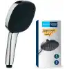 GROHE Vitalio Comfort 110 El Duşu, 3 Akışlı (Masaj, Yağmur & Jet), SmartSwitch, 110mm Kare Duş Başlığı, Silikon Halka, Kireç Önleyici Sistem, Krom, 26092001