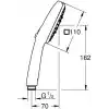 GROHE Vitalio Comfort 110 El Duşu, 3 Akışlı (Masaj, Yağmur & Jet), SmartSwitch, 110mm Kare Duş Başlığı, Silikon Halka, Kireç Önleyici Sistem, Krom, 26092001
