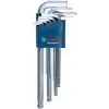 Bosch Professional alyan anahtar seti 1600A01TH5, HEX 9 parça açılı anahtar, 1.5-10.0 mm, mavi
