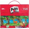 Pritt Pastel Boyalar, canlı renkler ve rahat uygulamalı pastel boya, yumuşak çocuk boyası, kolay kullanımlı resim boyası, dayanıklı kırtasiye malzemesi, Çantalı 24 Renk Pastel Boya