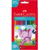 Faber-Castell Jumbo Boya Kalemi, 12 Renk, Kalın Gövde ve Uç, Kırılmaya Dirençli Özel Yapıştırma Sistemi, Kolay Açılır, Çocuklar İçin Güvenli