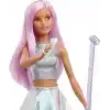 Barbie Pop Yıldızı Bebek ve mikrofon Parlak etek giyen, pembe saçlı, 3-7 yaş arası için hediye, JCW42