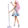 Barbie Pop Yıldızı Bebek ve mikrofon Parlak etek giyen, pembe saçlı, 3-7 yaş arası için hediye, JCW42