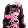 Monster High Pembe parti elbisesi giyen Doğum Günü Draculaura bebek ve davetiye, balon, hediye ve yelpaze gibi temaya uygun aksesuarlar, JBG74