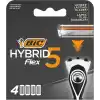 BIC Hybrid 5 Flex 4lü Yedek Tıraş Bıçağı Kartuşu (5 Bıçak), 5 Nano Teknolojik Titanyum Bıçak, E Vitamini ile Zenginleştirilmiş Geniş Kayganlaştırıcı Bant