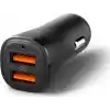Spigen 30W USB-A 2 Port Araç içi Hızlı Şarj Aleti 18W + 12W Akım Korumalı Güç Adaptörü Çakmaklık iPhone & Android & iPad Type-C PD EV302 - ACP08700