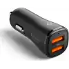 Spigen 30W USB-A 2 Port Araç içi Hızlı Şarj Aleti 18W + 12W Akım Korumalı Güç Adaptörü Çakmaklık iPhone & Android & iPad Type-C PD EV302 - ACP08700