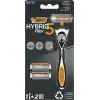 BIC Hybrid 5 Flex Erkek Tıraş Bıçağı 1 Sap ve 2 Yedek Başlık (5 Bıçak), 5 Nano Teknolojik Titanyum Bıçak, E Vitamini ile Zenginleştirilmiş Geniş Kayganlaştırıcı Bant