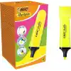 BIC Marking Flat Higlighter Fosforlu Kalem 12li Kutu, Sarı Fosforlu Kalem, Su Bazlı, Hızlı Kuruyan Mürekkep