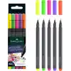 Faber-Castell Grip Finepen İnce Keçe Uçlu Kalem Seti, 5’li, Neon Renkler, 0.4 mm, Metal Destekli, Ergonomik Üçgen Gövde