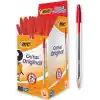BIC Cristal Medium Tükenmez Kalem Kırmızı 50li Kutu, 1.0 mm Orta Kalınlıkta Uç, Şeffaf Gövde, Delikli Kapak