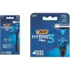 BIC Hybrid 3 Flex 1 Sap & 4 Başlık Erkek Tıraş Bıçağı ve 4lü Yedek Tıraş Bıçağı Kartuşu Seti